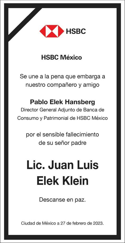 Se Or Juan Luis Elek Klein Obituario Esquela