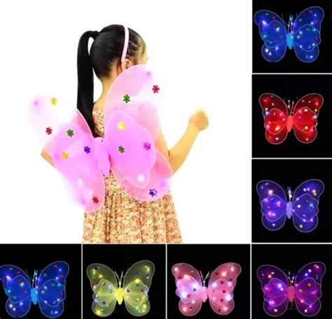 Alas Mariposa Hada Carnaval Luz Led Varios Colores MercadoLibre