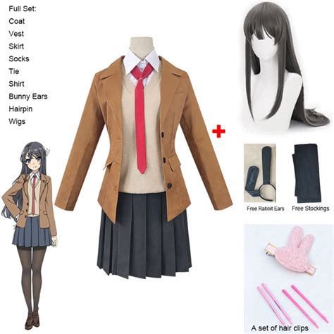 2021 New Anime Sakurajima Mai Cosplay Costume Rascal Does Not Dream Of Bunny Girl Senpai Mai