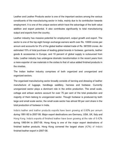 An Analysis of India's Leather Industry: Employment, Exports, and ...