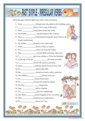 2,940 Past simple tense English ESL worksheets pdf & doc