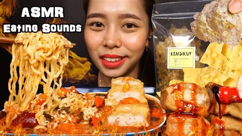 ASMR Mie Kuah Tahu Bakso Super Pedas Keripik Kaca Spicy Noodles