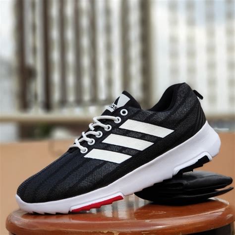 Jual Sepatu Sport Adidas Run Gym Black White Sneakers Olahraga Pria