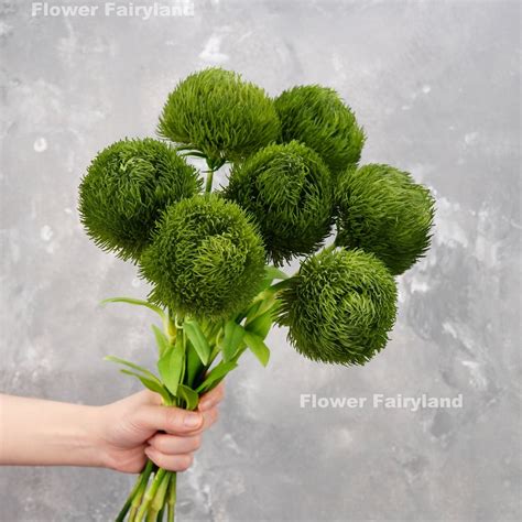 Real Touch Dianthus Green Ball Bouquet Dianthus Green Ball Stem High ...