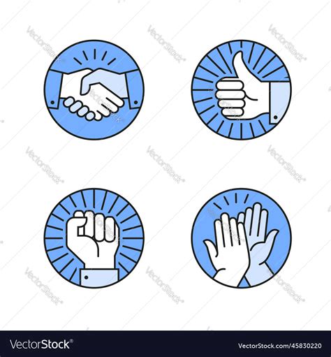 Handshake High Five Thumb Up Raised Fist Icon Vector Image