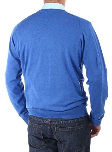 Luciano Natazzi Mens V Neck Cotton Sweater Relaxed Fit X Large Royal Blue