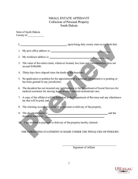 South Dakota Small Estate Heirship Affidavit For Estates Under 50 Small Estate Affidavit South