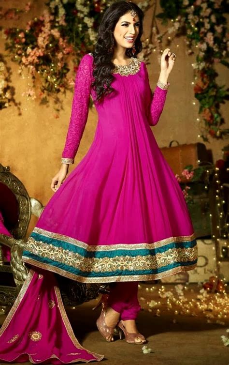 Anarkali Churidar Salwar Kameez Suits 2014 2015 Semi Stitched Stylish