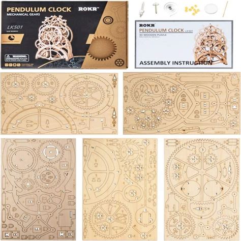 ROKR LK501 Pendulum Clock 3D Wooden Puzzle Kit