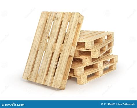 Stack Of Wood Pallets Isolated On A White 3d Stock Illustration