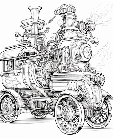 Premium Photo | A drawing of a steam engine train with steam engines ...