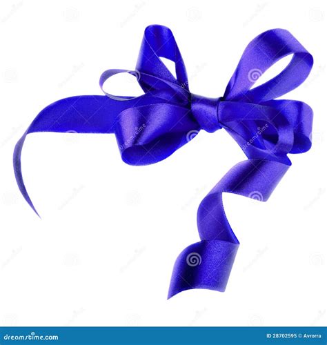 Blue Satin T Bow Ribbon Isolated On White Stock Image Image Of Decorative Isolated 28702595