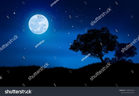 Night Starry Sky With Moon Landscape Over 7852 Royalty Free Licensable Stock Vectors And Vector