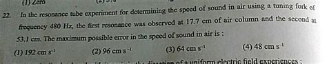 In The Resonance Tube Experiment For Determining The Speed Of Sound In