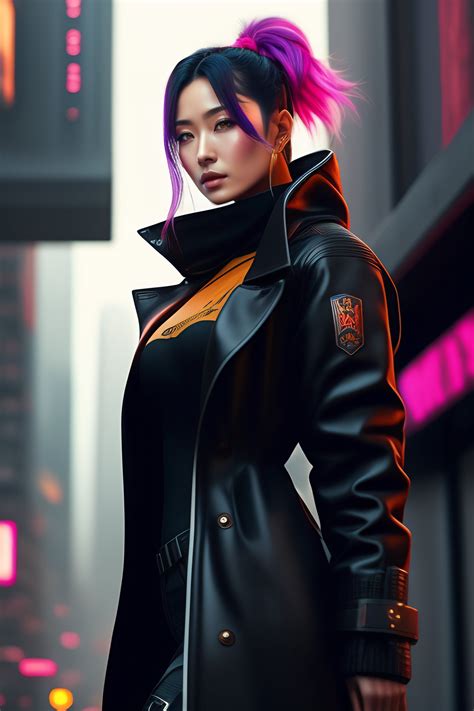 Lexica Cyberpunk City Setting Realistic Anime Woman Wearing A Black