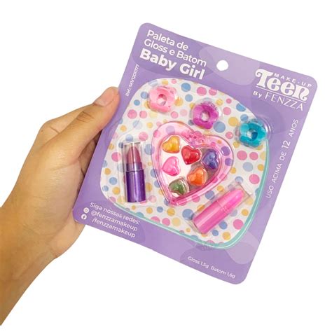 Paleta De Gloss E Batom Baby Girl Teen Fenzza Kit De Make Virtual