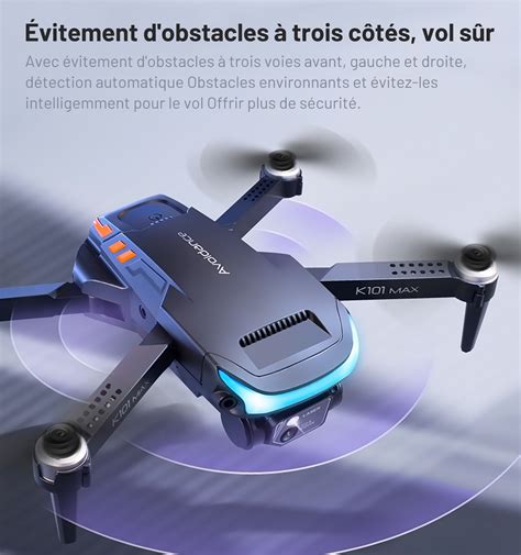 Ekasn Drone K Double Cam Ra Wifi Vitement D Obstacles Trois C T S