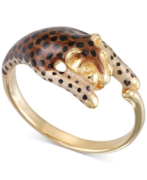 Macy S Leopard Statement Ring In 18k Gold Plated Sterling Silver In