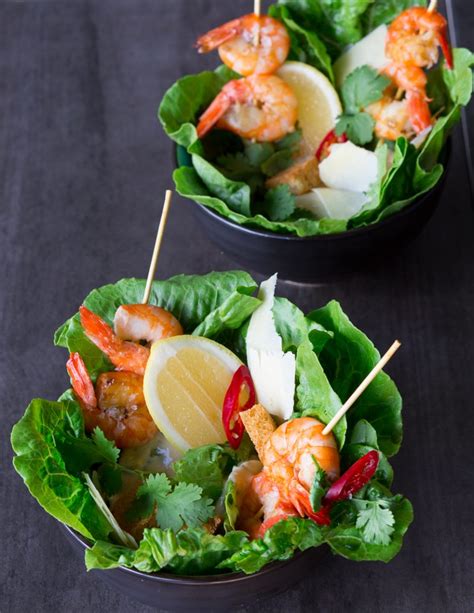 Ceasar Salad With Grilled Prawns Byron Bay Chilli Company