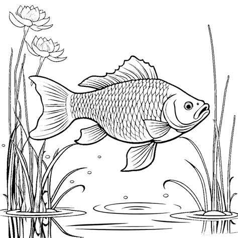 Carp In A Pond Coloring Page Lulu Pages