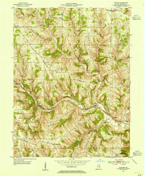 Classic USGS Guilford Indiana 7.5'x7.5' Topo Map – MyTopo Map Store