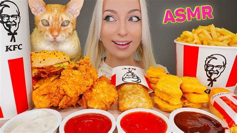 Asmr Eating Kfc Fried Chicken Cheese Burger Fries Pie Kfc