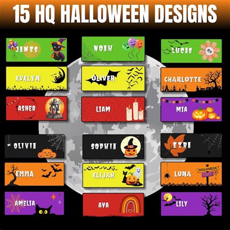 Customizable Happy Halloween Name Tags 15 Printable Labels for Kids ...