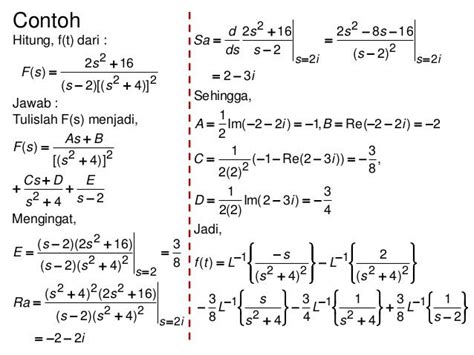 Contoh Soal Dan Jawaban Transformasi Laplace Pada Persamaan Diferensial