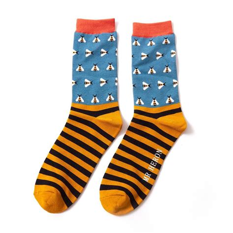 Mr Heron Socken Bienen Gestreift Blau Akubu Ch