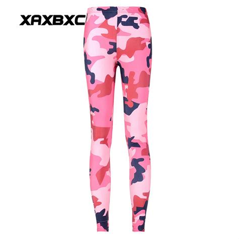 New 3085 Sexy Girl Pink Plum Camouflage Camo Pirate Printed Elastic Slim Fitness Workout Women