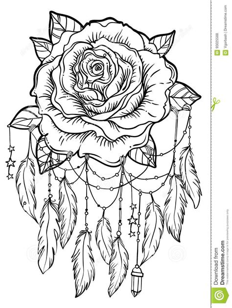 Dream Catcher With Rose Flower Detailed Vector Illustration Iso Stock