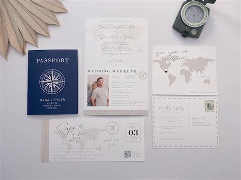 Printable Passport Wedding Invitation With Boarding Pass Save Etsy