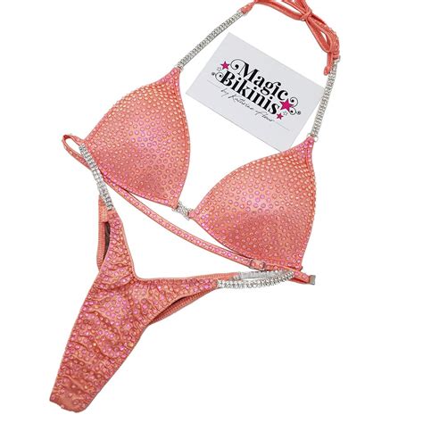 Competition Bikini No 204 Peach Mystique With Peach AB Crystals Magic Bikinis Custom