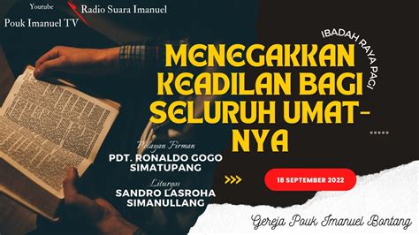 Ibadah Minggu Pagi Gereja Pouk Imanuel Youtube