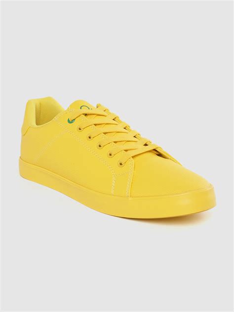 Buy United Colors Of Benetton Men Yellow Textured Sneakers Casual Shoes For Men 12555894 Myntra