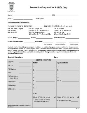 Fillable Online Uleth Program Check Request Form July Doc Uleth