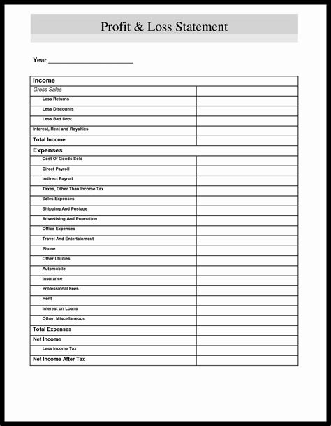 Printable Blank Income Statement Template - Printable Templates