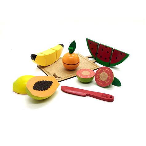 Kit Frutinhas Corte 5 Frutas Faca Tábua P De Pedro