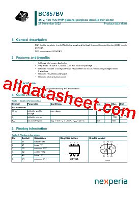 BC857BQA Datasheet PDF Nexperia B V All Rights Reserved