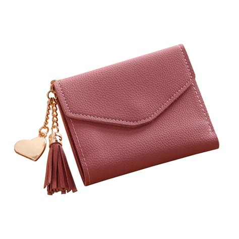 Women Litchi Grain PU Leather Wallet Mini Triple Folded Purse For Cards