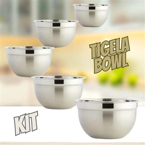 Kit Tigela Bowl A O Inox E Cm Profissional Fundo