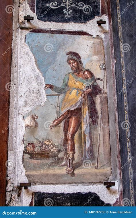 A Fresco among the Ruins of Pompeii Stock Photo - Image of damaged, heritage: 140137250