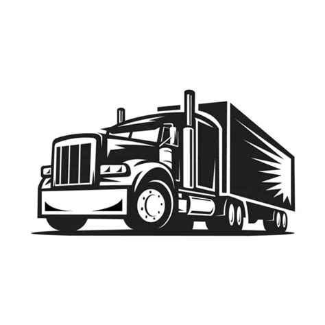 Monochrome Semi Truck Wheeler Side View Illustration Semi Truck Vector