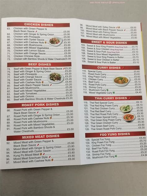 Menu At Hong Kong Fast Food Menu Scunthorpe