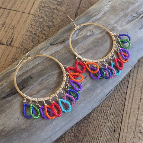 Statement Earrings Colorful Beaded Earrings K Gold Fill