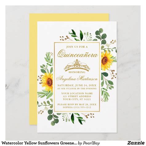 Watercolor Pink Floral Greenery Quinceanera Gold Invitation Zazzle