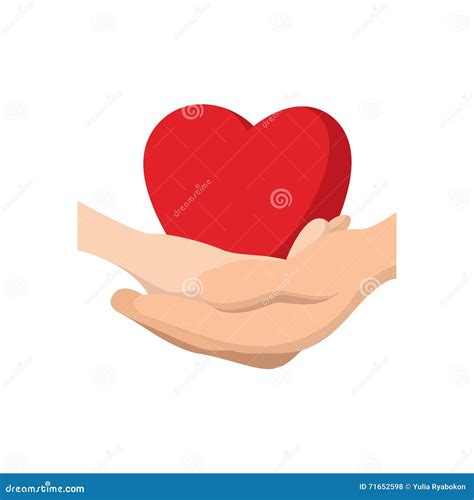 Heart in Hands Cartoon Icon Stock Vector - Illustration of colored, color: 71652598