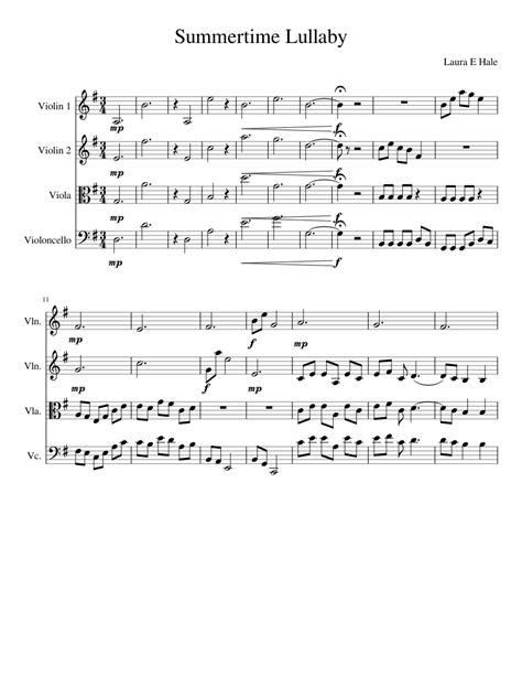 Lullaby Project Sheet Music For Violin Cello Viola String Quartet