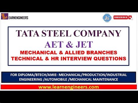 TATA STEEL COMPANY AET AND JET MECHANICAL ALLIED BRANCHES TECHNICAL