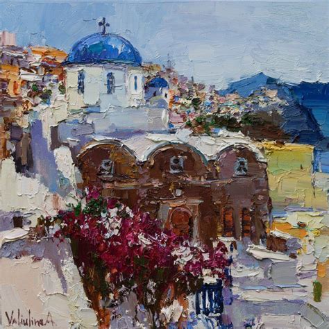 Santorini Greece Original Landscape Painting 2020 Oil Painting By